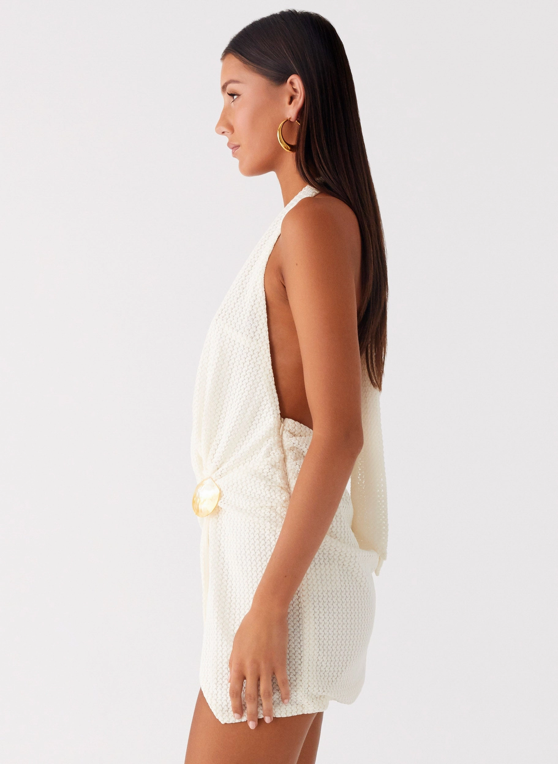 Smart Wear Eleanora Plunge Mini Dress - Ivory