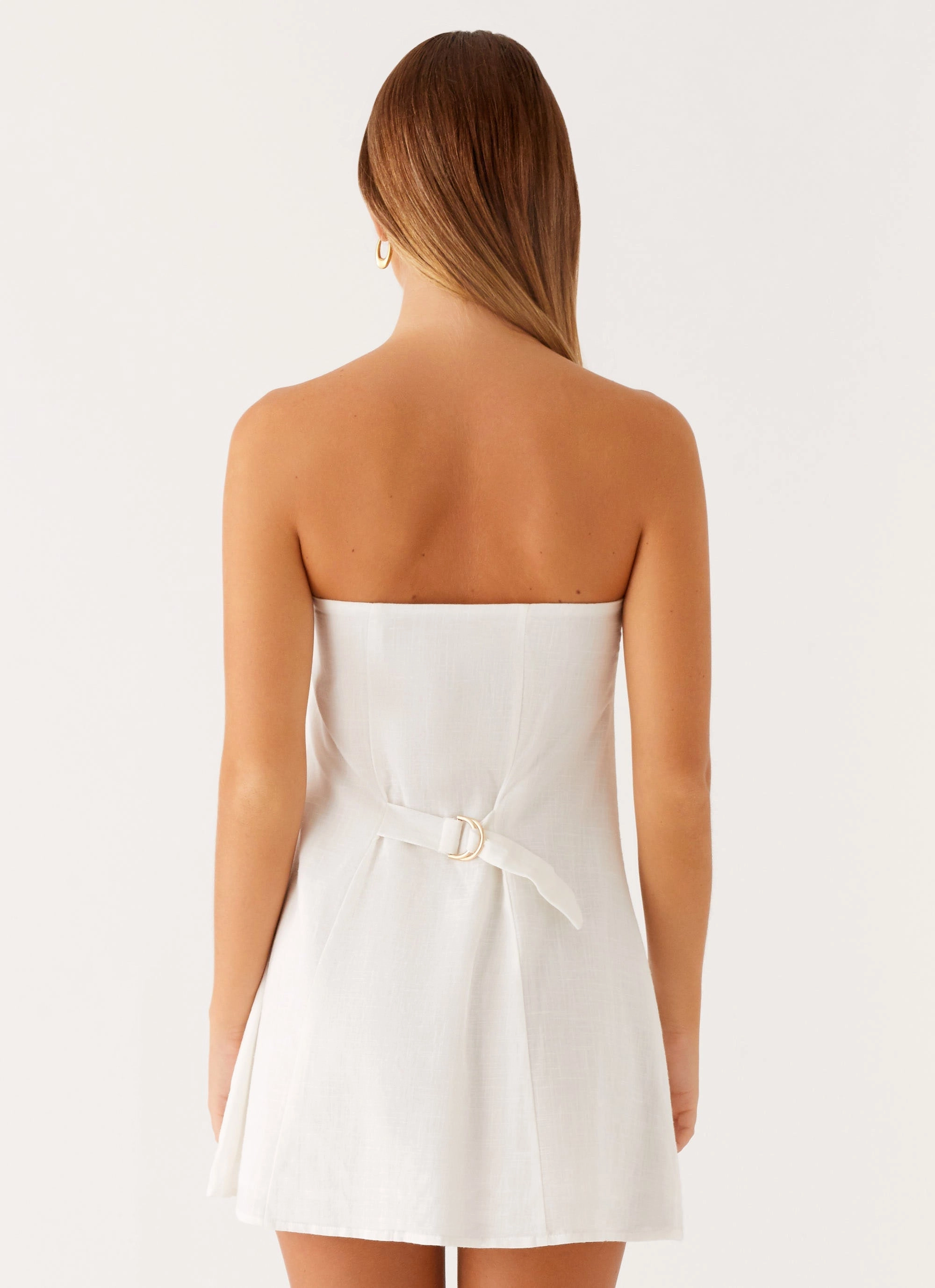 Clean Finish Sheer-Overlay Hazel Mini Dress - White