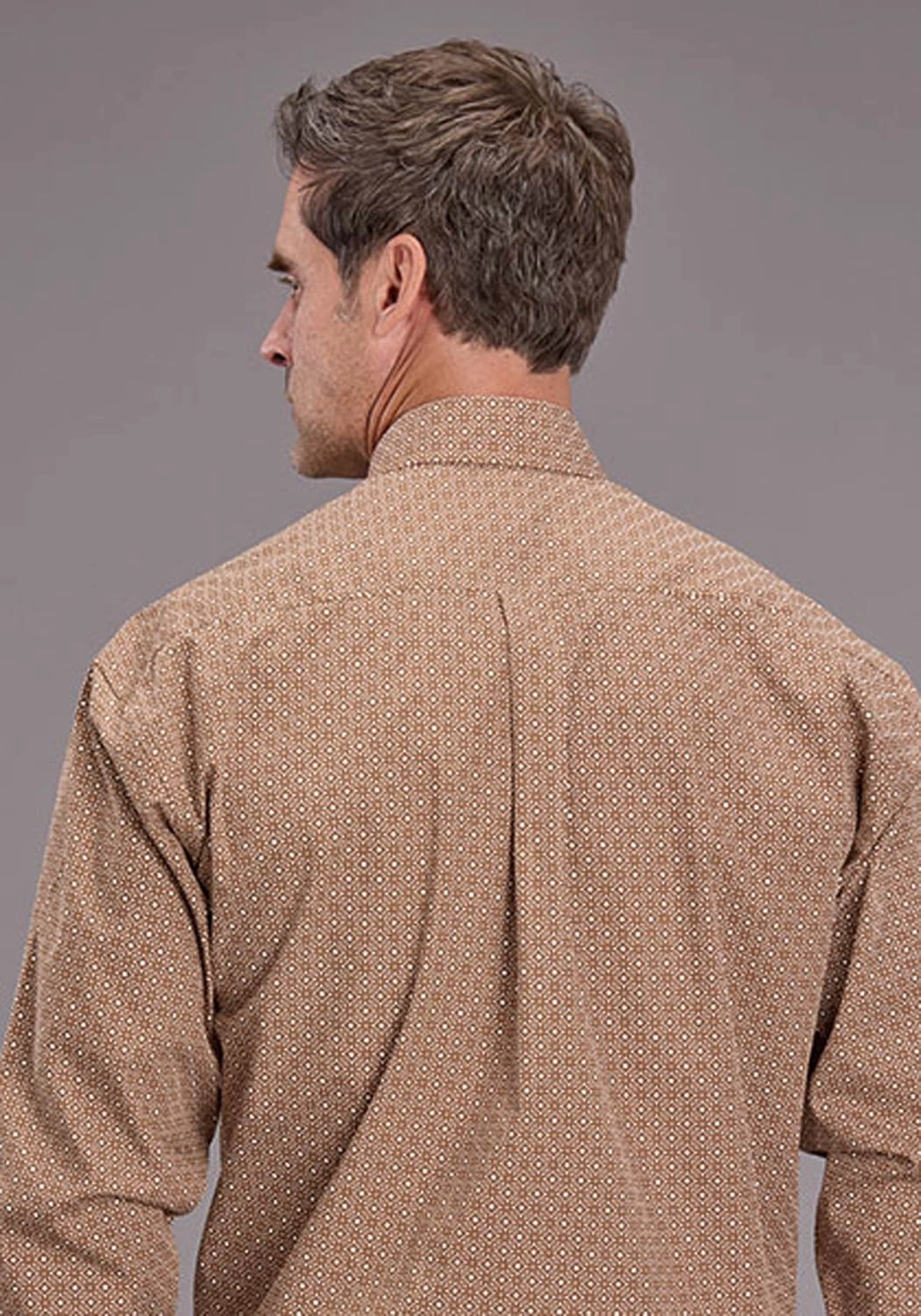 Fall Foliage Multipurpose Layering Fabric Stetson Mens 2516 Spice Mosaic Brown 100% Cotton 1 Pkt L/S Shirt