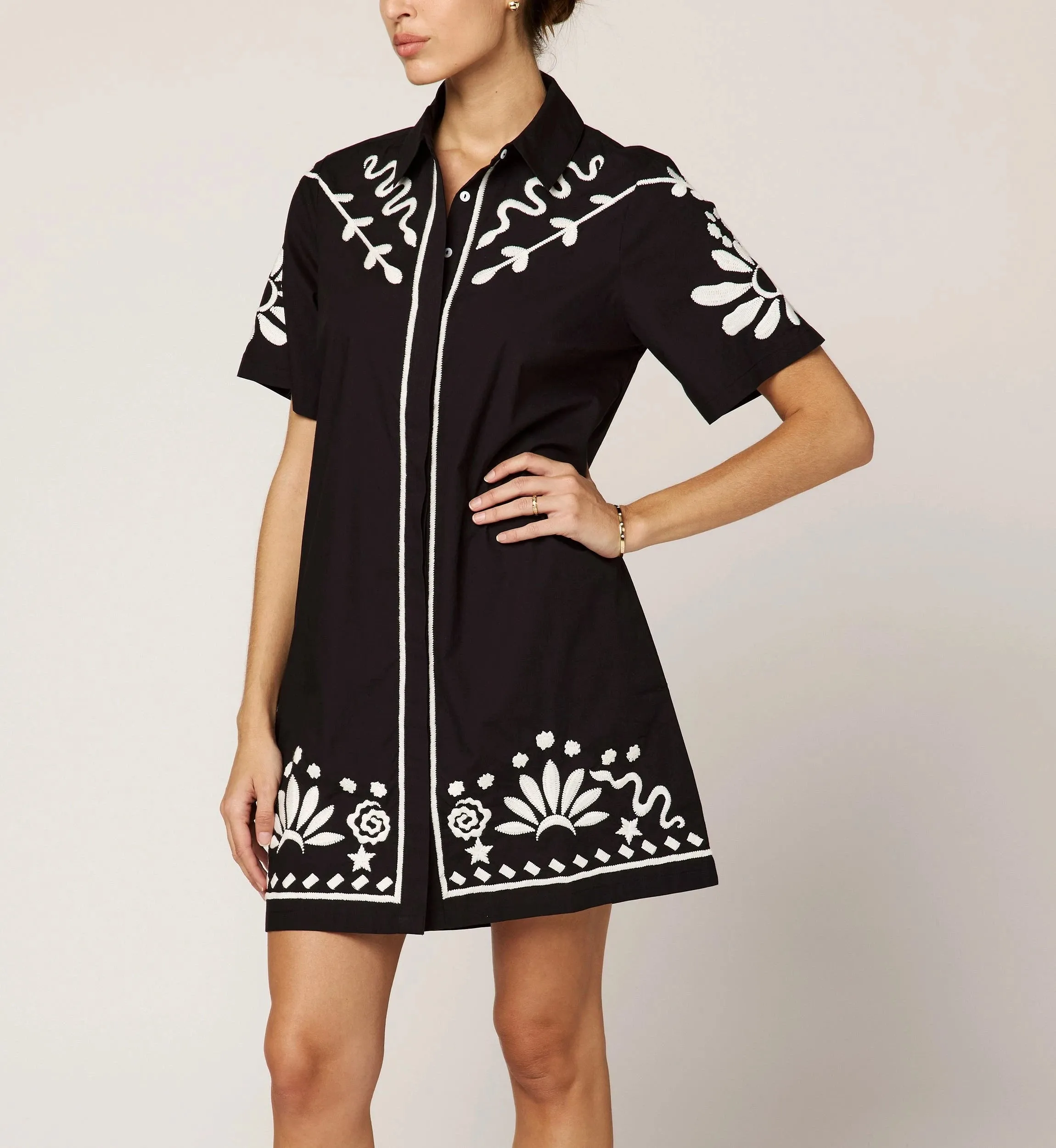 Riya Mini Dress | Black/Ivory Easy Draping