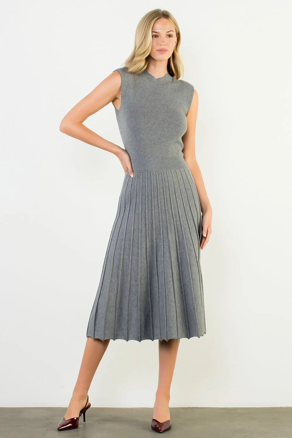 Sleeveless Knit Maxi Dress in Heather Grey Clean Lines