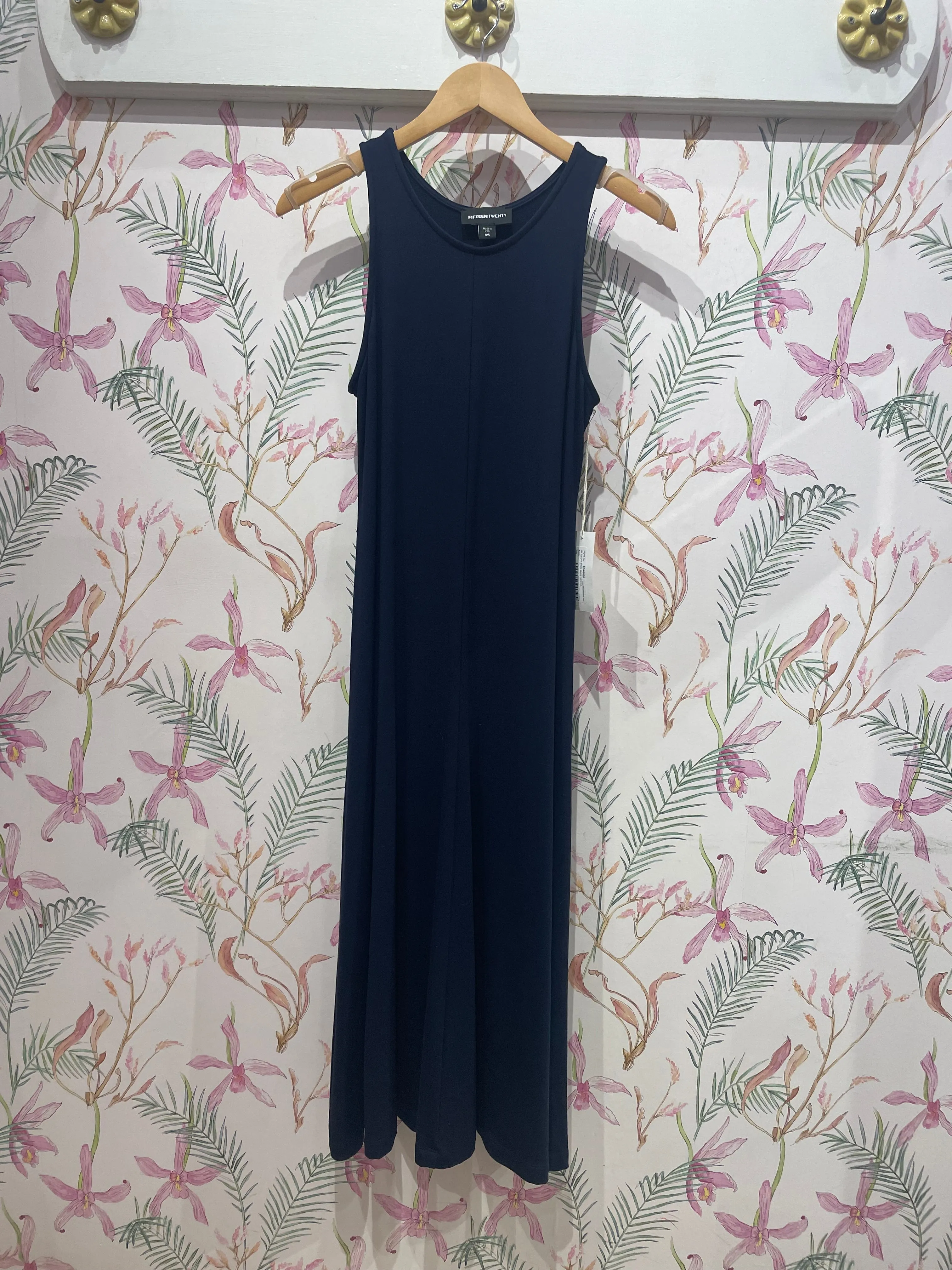 Sleeveless Midi Dress in Navy Clean Touch Vacation Vibes