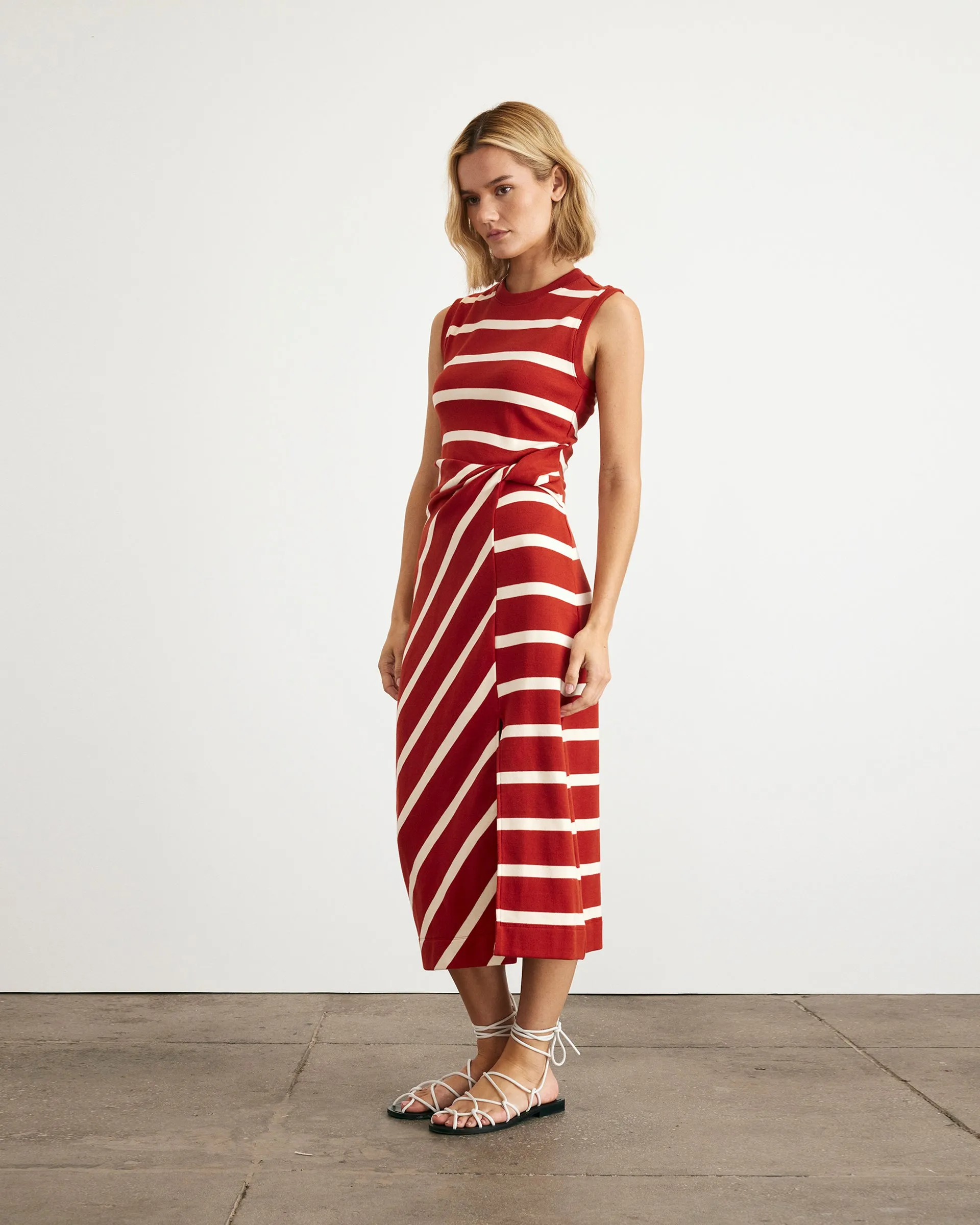 Sleeveless Striped Cody Dress NonIrritatingLining Jewel Tones