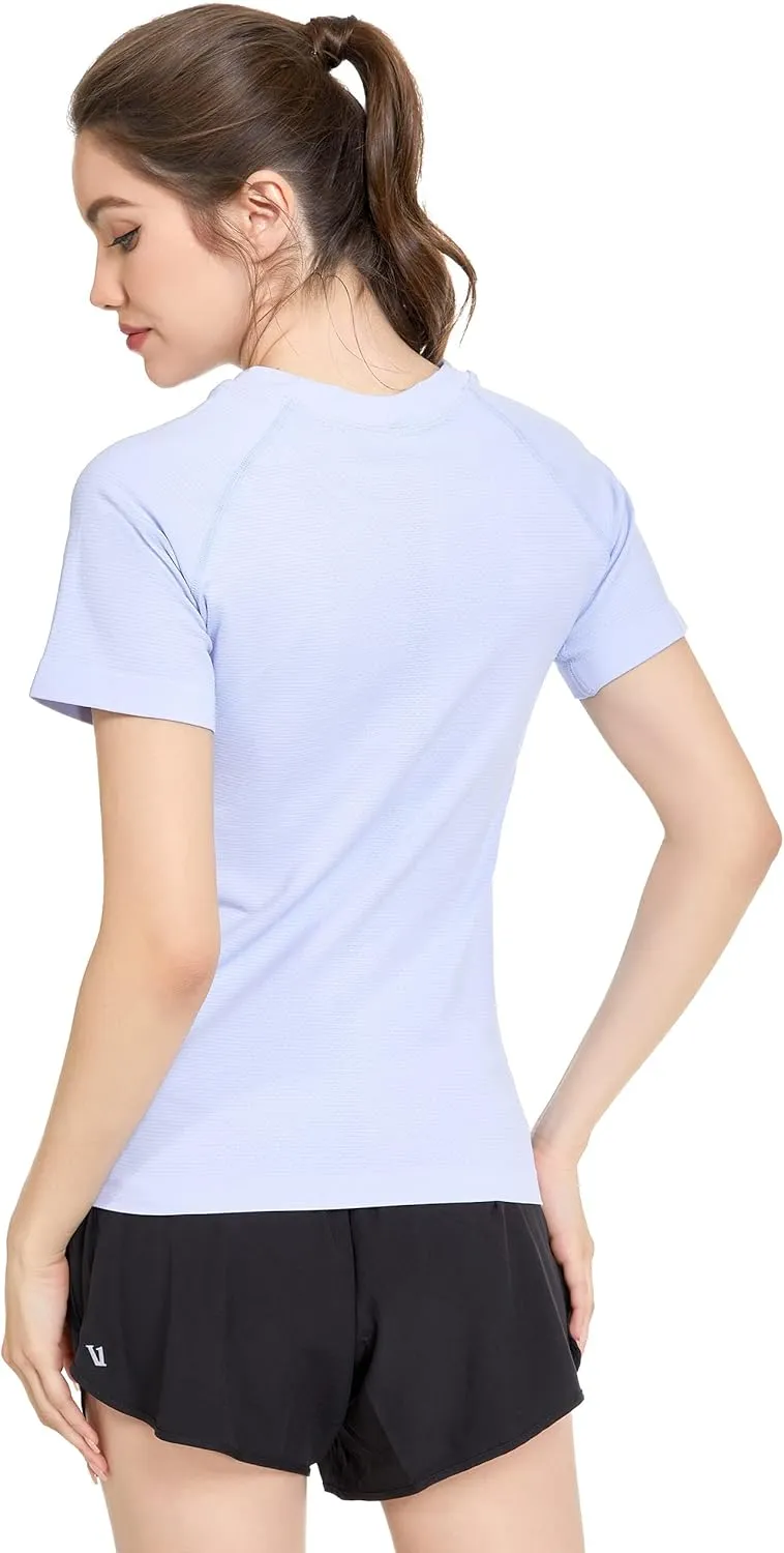 Slim Fit Workout Shirts for Women,Dry-Fit Moisture Wicking Athletic Tops Breathable & Soft Activewear T-Shirt