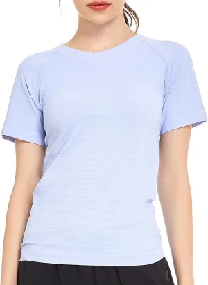 Slim Fit Workout Shirts for Women,Dry-Fit Moisture Wicking Athletic Tops Breathable & Soft Activewear T-Shirt
