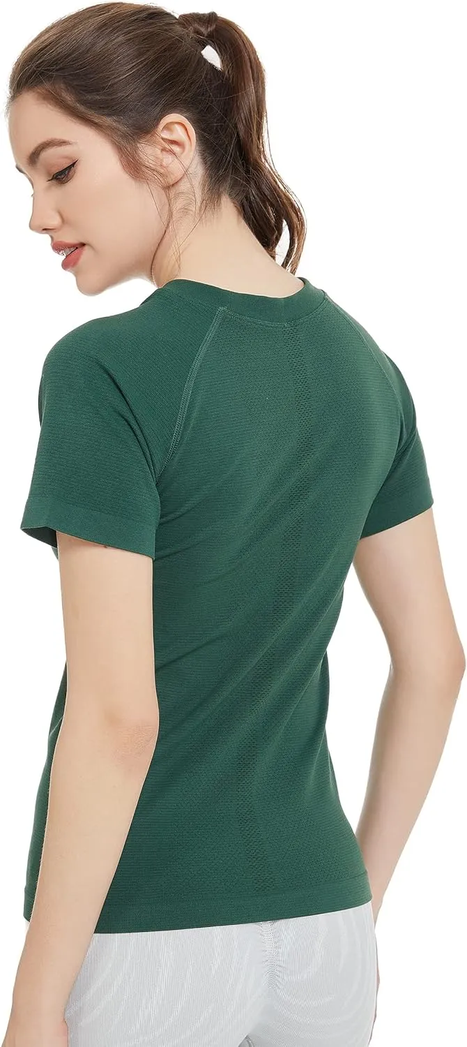 Slim Fit Workout Shirts for Women,Dry-Fit Moisture Wicking Athletic Tops Breathable & Soft Activewear T-Shirt