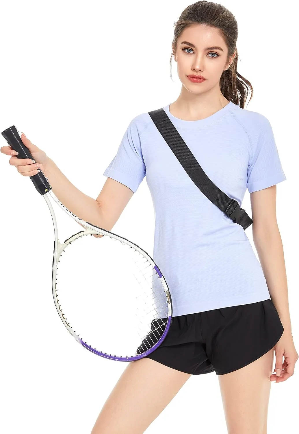 Slim Fit Workout Shirts for Women,Dry-Fit Moisture Wicking Athletic Tops Breathable & Soft Activewear T-Shirt