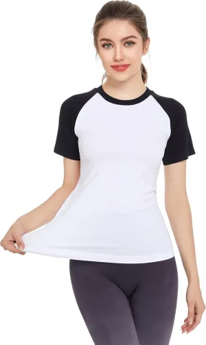 Slim Fit Workout Shirts for Women,Dry-Fit Moisture Wicking Athletic Tops Breathable & Soft Activewear T-Shirt