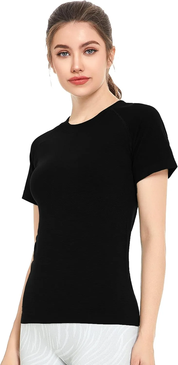 Slim Fit Workout Shirts for Women,Dry-Fit Moisture Wicking Athletic Tops Breathable & Soft Activewear T-Shirt