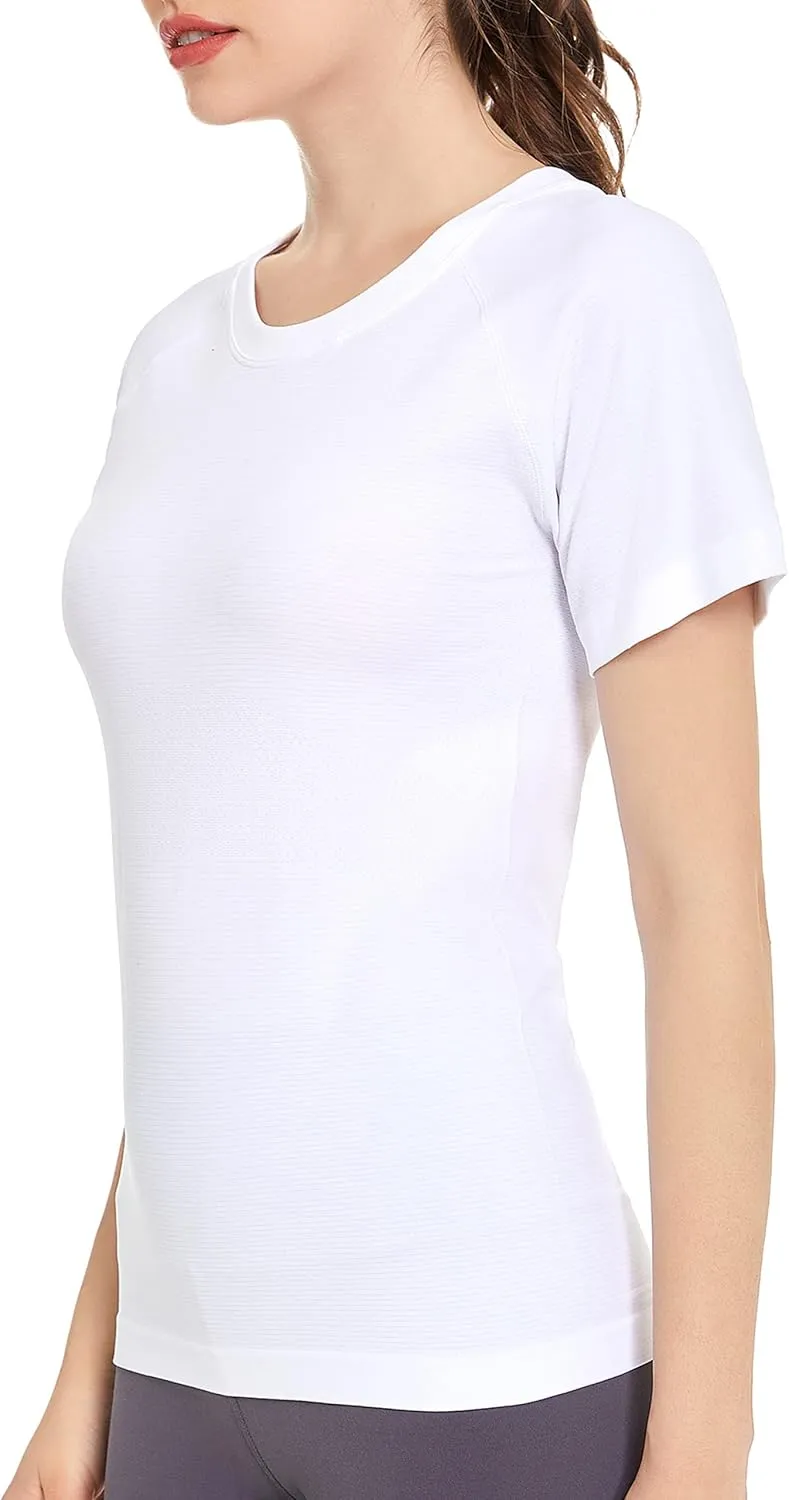 Slim Fit Workout Shirts for Women,Dry-Fit Moisture Wicking Athletic Tops Breathable & Soft Activewear T-Shirt
