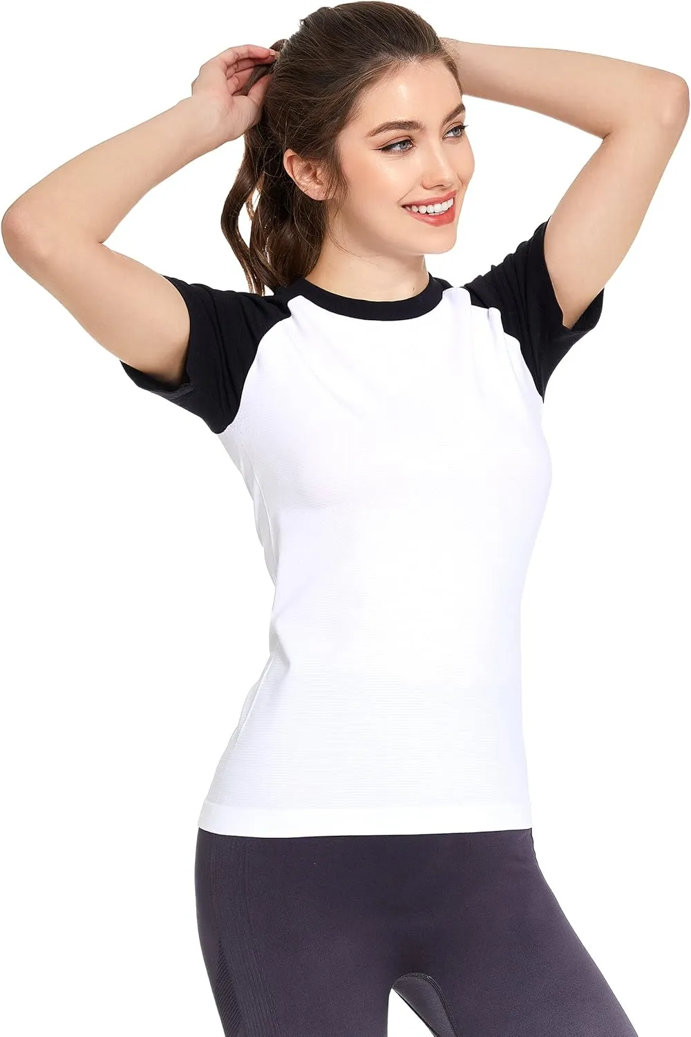 Slim Fit Workout Shirts for Women,Dry-Fit Moisture Wicking Athletic Tops Breathable & Soft Activewear T-Shirt