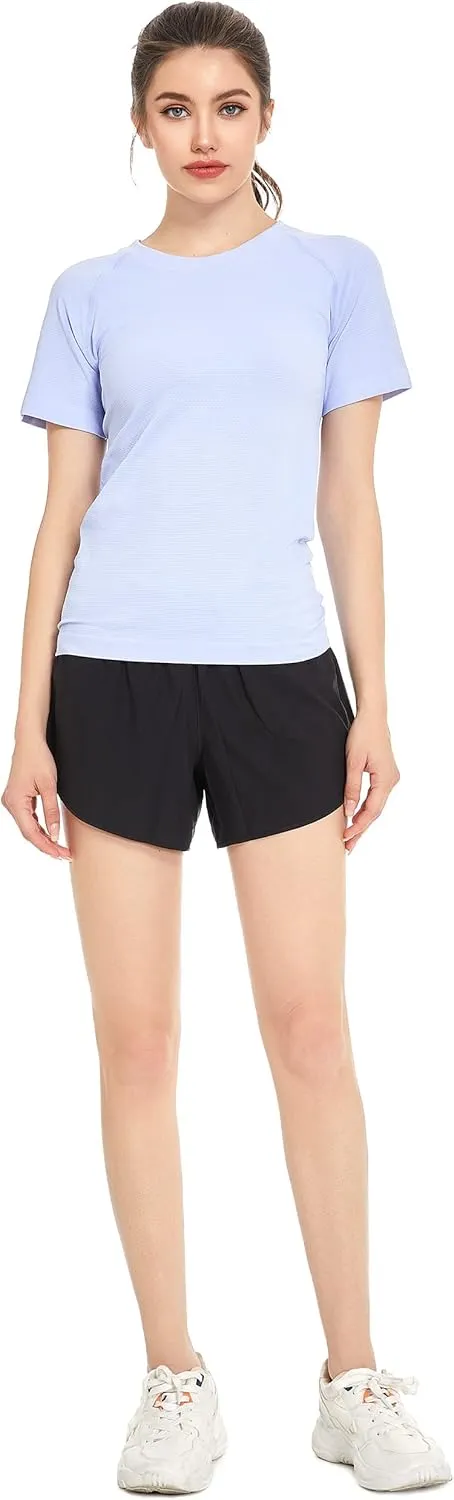 Slim Fit Workout Shirts for Women,Dry-Fit Moisture Wicking Athletic Tops Breathable & Soft Activewear T-Shirt