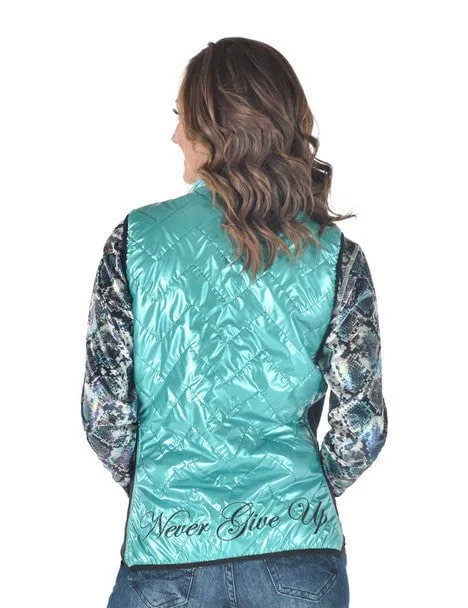 Affordable Beach Day Cowgirl Tuff Womens Midweight Logo Turquoise 100% Polyester Softshell Vest
