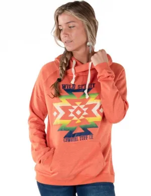 Smart Casual Cowgirl Tuff Womens Wild Spirit Tangerine Poly/Rayon Hoodie Cowgirl Tuff Womens Wild Spirit Tangerine Poly/Rayon Hoodie Odor Control Tech