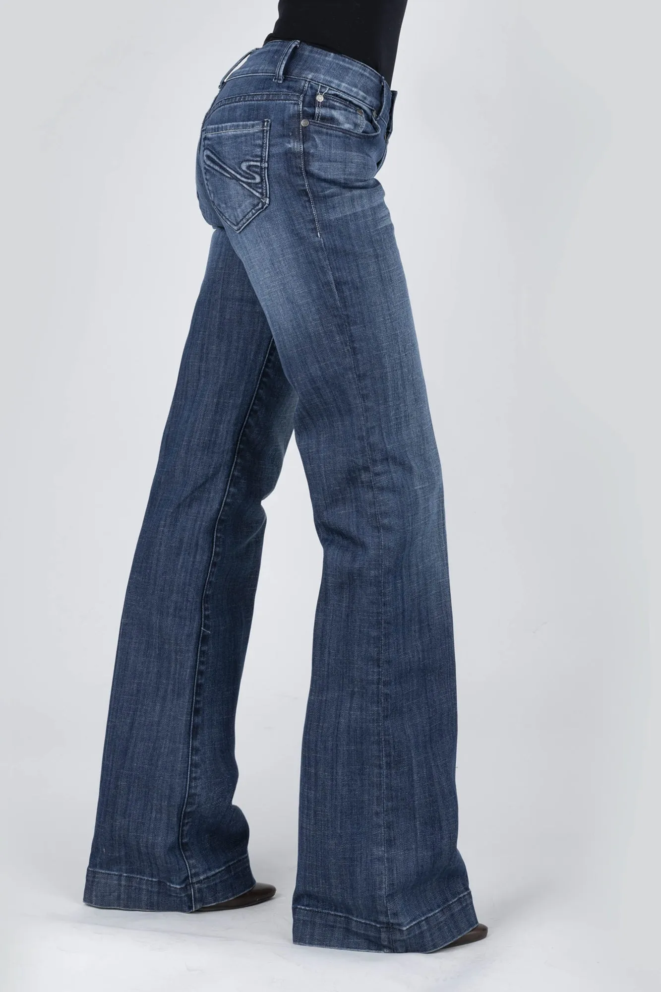Stetson Womens Blue Cotton Blend S Embroidered 214 Trouser Jeans Comfortable Choice
