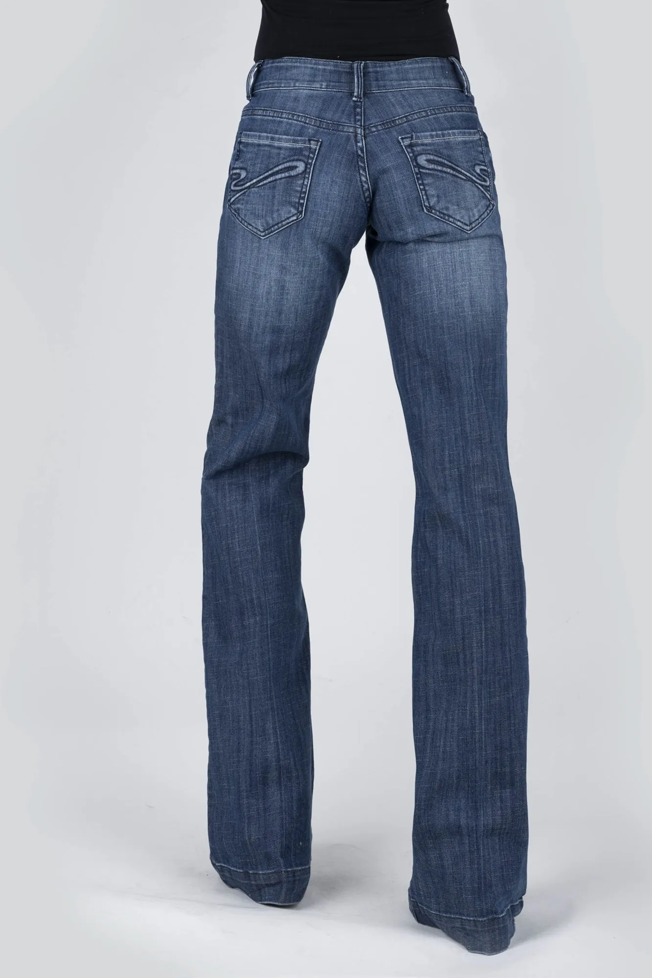 Stetson Womens Blue Cotton Blend S Embroidered 214 Trouser Jeans Moisture Wicking Technology