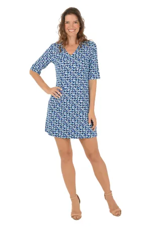Smart Clothing Ocean Wave Maze UPF50  V-Neck Dress Ocean Wave Maze UPF50  V-Neck Dress Silky Form Basic Cool