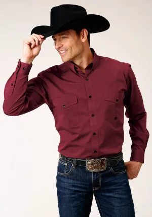 Smart Comfort Roper Mens Amarillo Black Fill Wine 100% Cotton L/S Shirt Social Meetup Roper Mens Amarillo Black Fill Wine 100% Cotton L/S Shirt