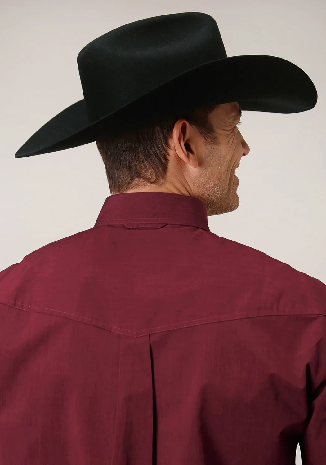 Workwear Ready Holiday Special Roper Mens Amarillo Black Fill Wine 100% Cotton L/S Shirt