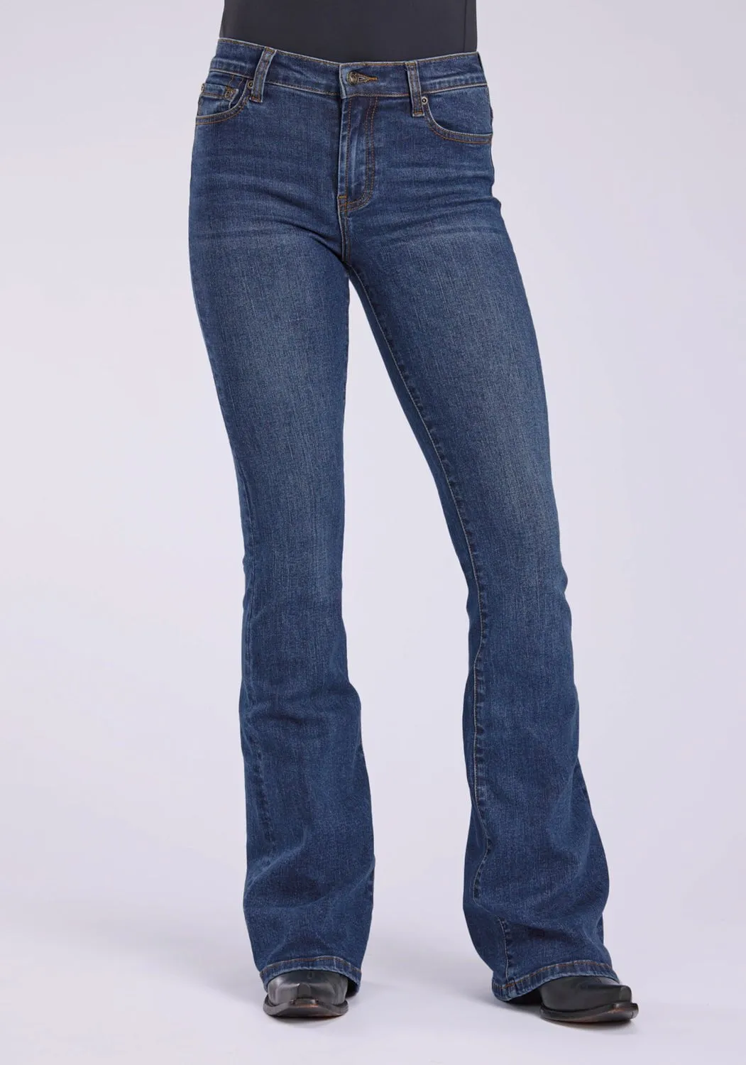 Stetson Womens 921 High Waist Flare Dark Wash Cotton Blend Seamed Back Jeans Fit Anytime City Walk Autumn Days Lightweight