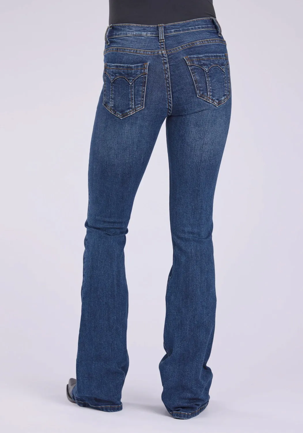 Stetson Womens 921 High Waist Flare Dark Wash Cotton Blend Seamed Back Jeans Matching Basic