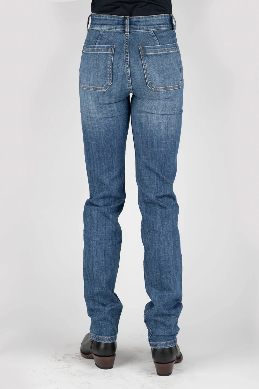 Outfit Vibe Bold Casual Friday Stetson Womens Blue Cotton Blend 915 High Rise Big Back Jeans