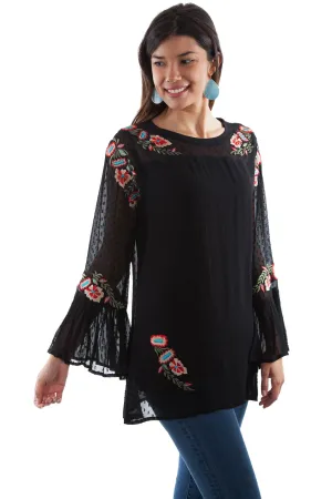 Smart Cut Scully Womens Black Viscose Swiss Dot L/S Tunic Bold Casual Friday Couple Look Smooth Scully Womens Black Viscose Swiss Dot L/S Tunic