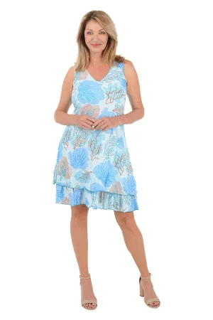 Smart Look Sea Fan Sleeveless Layered Dress Sea Fan Sleeveless Layered Dress Pure Fabric