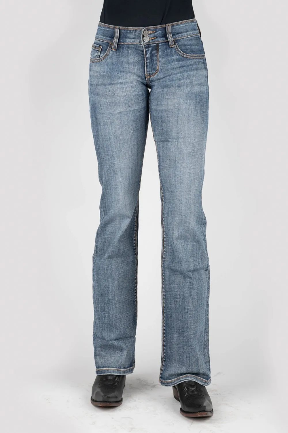 Comfortable Waist Minimalist Comfort Tin Haul Womens Blue Cotton Blend 280 Rosie Embroidery Jeans