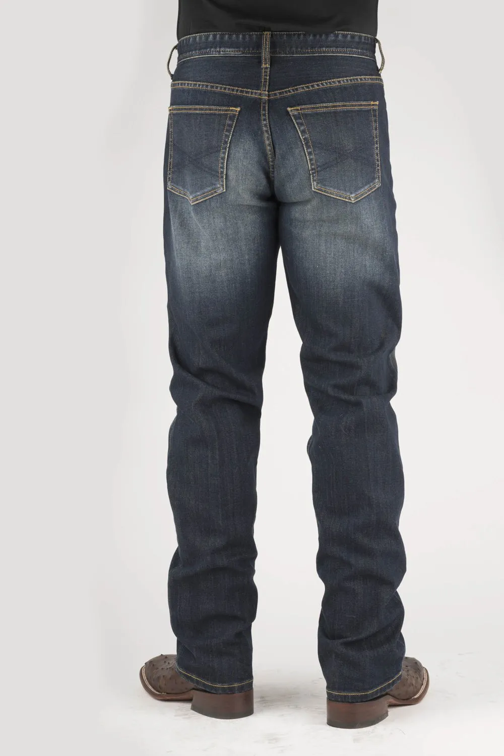 Smooth Shape Stetson Mens 1210 Straight X Blue Cotton Blend Jeans