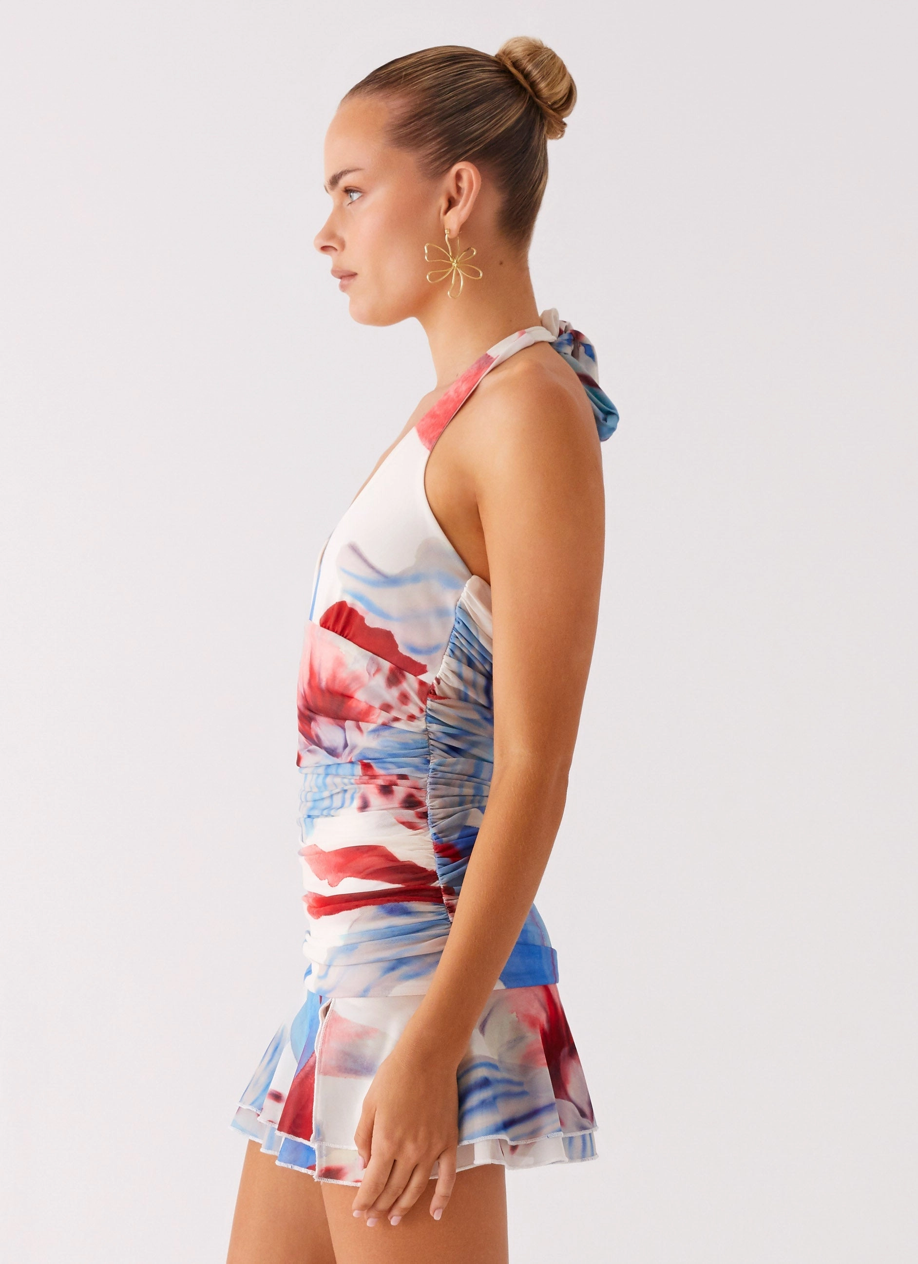 Refined Aesthetic Starlit Night Mini Dress - Deep Sea Bloom