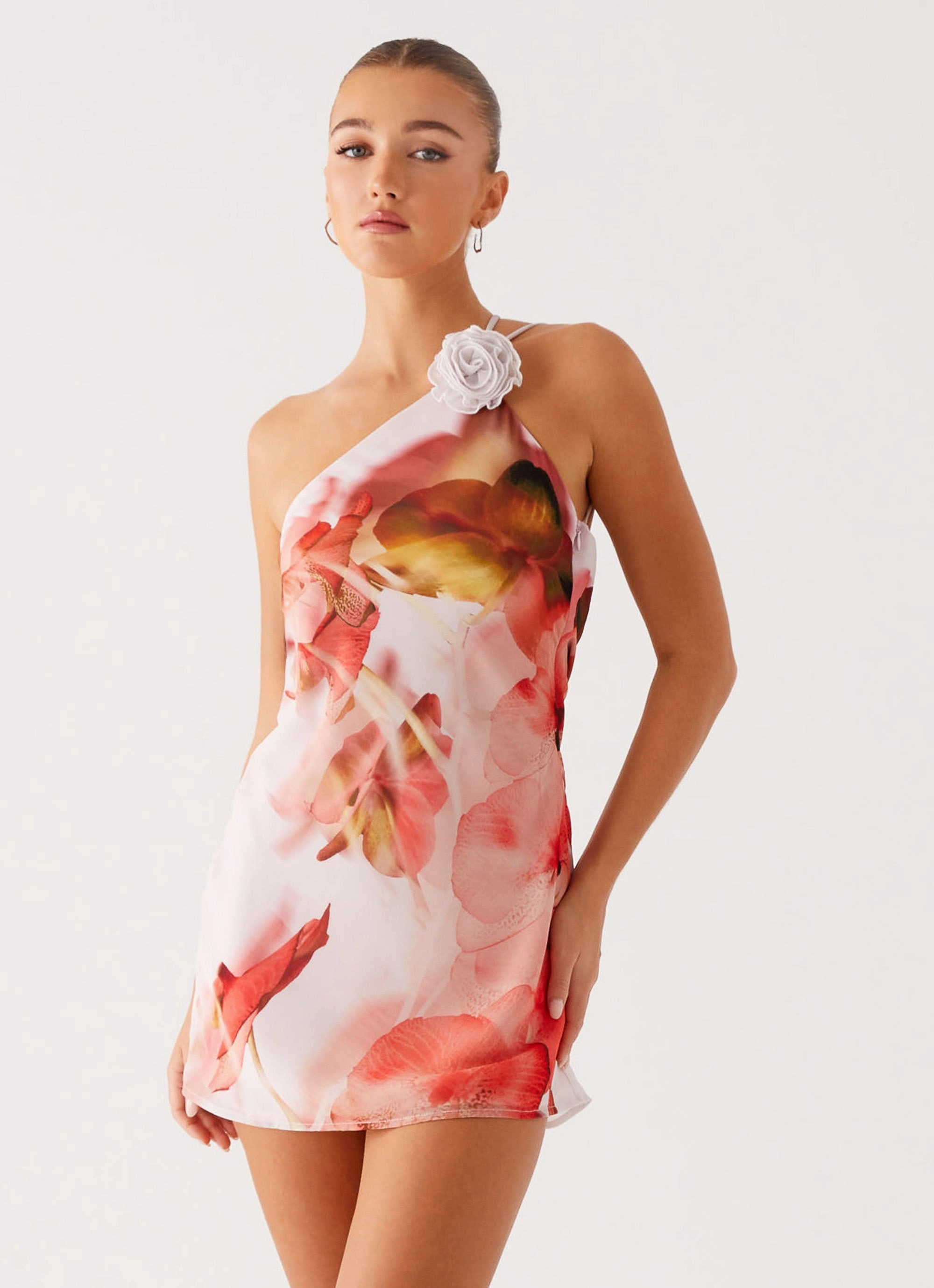 Kia Mini Dress - Peach Rose Fringe-Detail City Flow
