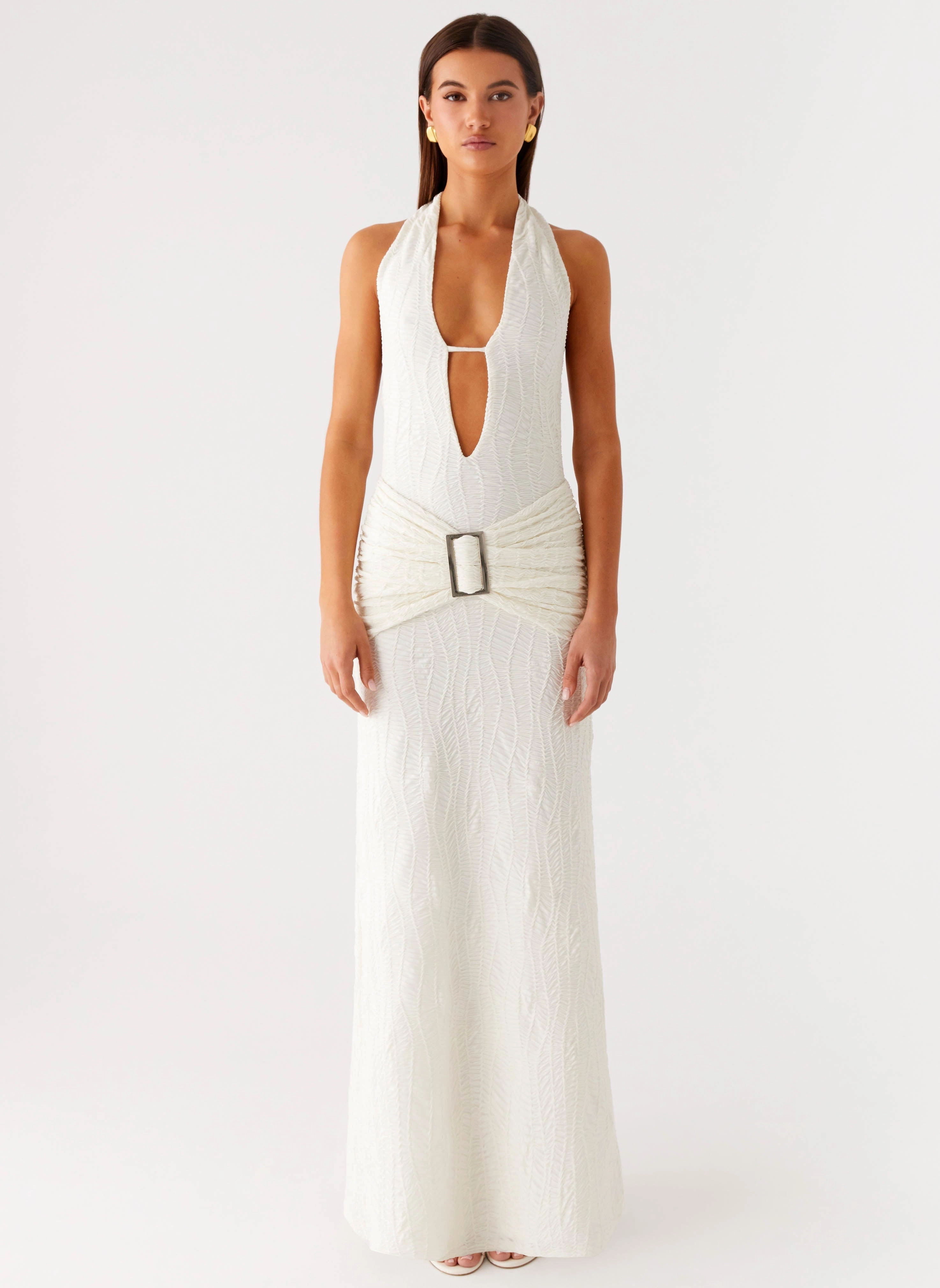 Quick Elegance Calm Beauty Smoke Ivy Maxi Dress - White