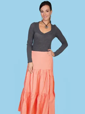 Smooth Edge Scully Womens Peach 100% Cotton 3 Tier Skirt Scully Womens Peach 100% Cotton 3 Tier Skirt Friction Free Inner Lining
