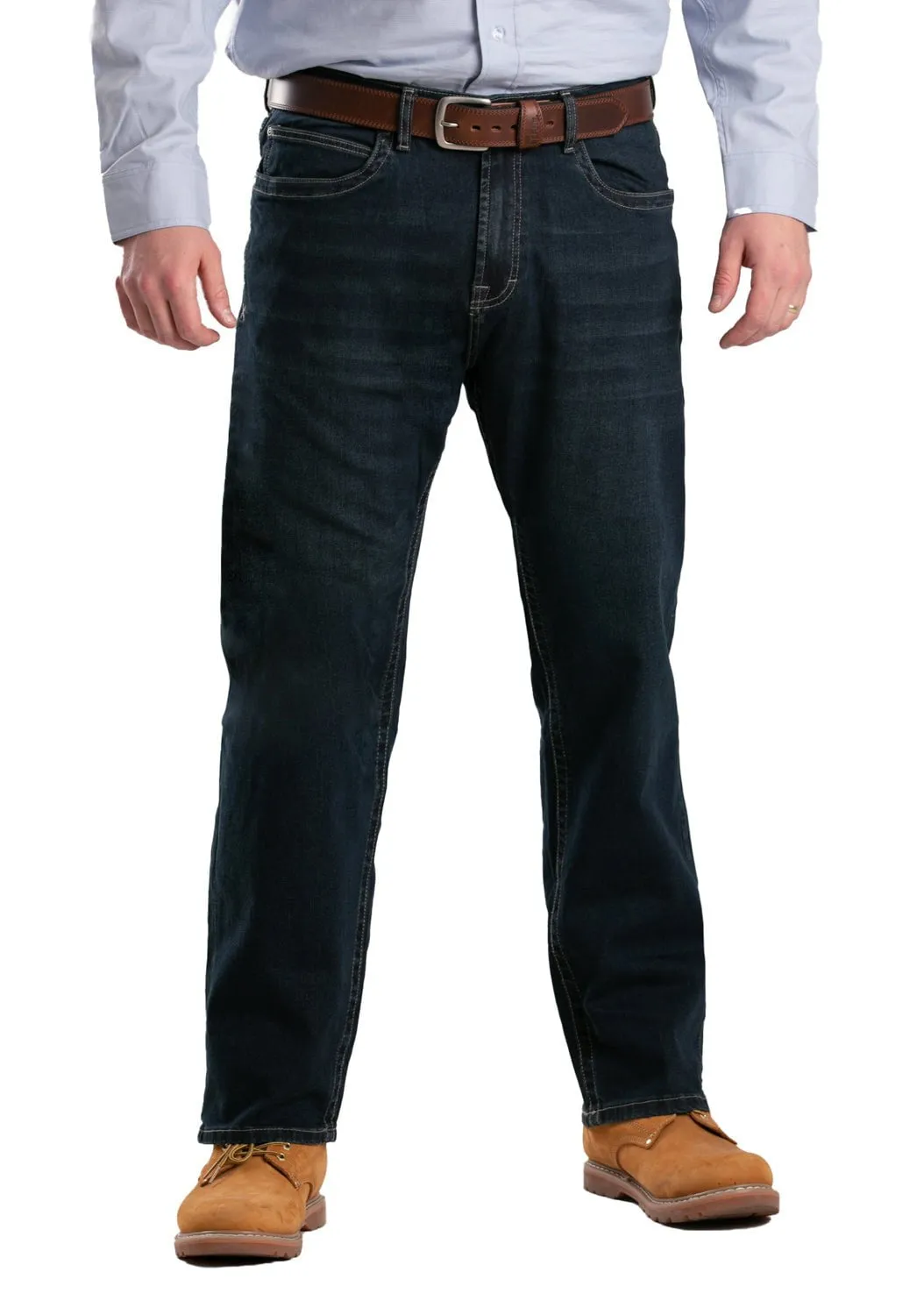 All Season Style Perfect for All Berne Mens Dark Wash Cotton Blend Highland Flex Regular Straight Leg Jeans