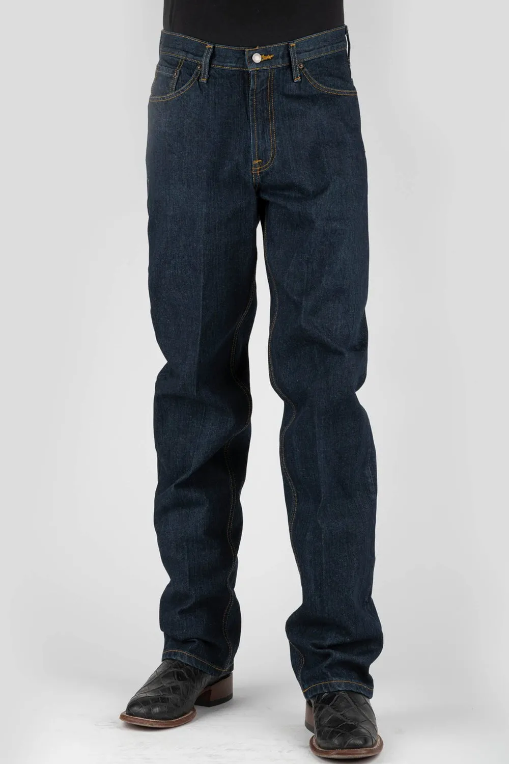 All Fit Style Holiday Vibes Evening Stroll Picnic Style Stetson Mens Dark Wash 100% Cotton X Embroidered Jeans