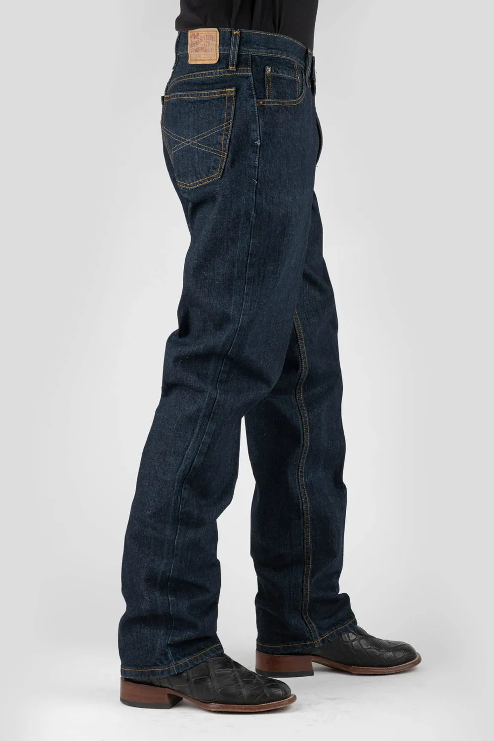 Stetson Mens Dark Wash 100% Cotton X Embroidered Jeans Formal City Walk Party Look