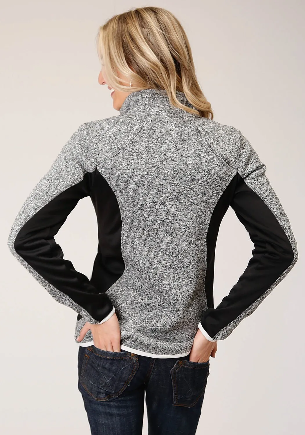 Roper Womens Charcoal/Black Polyester Fleece Knit Jacket True Fit