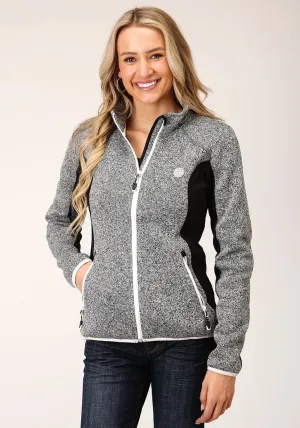 Smooth Wear Roper Womens Charcoal/Black Polyester Fleece Knit Jacket Active Ready Roper Womens Charcoal/Black Polyester Fleece Knit Jacket
