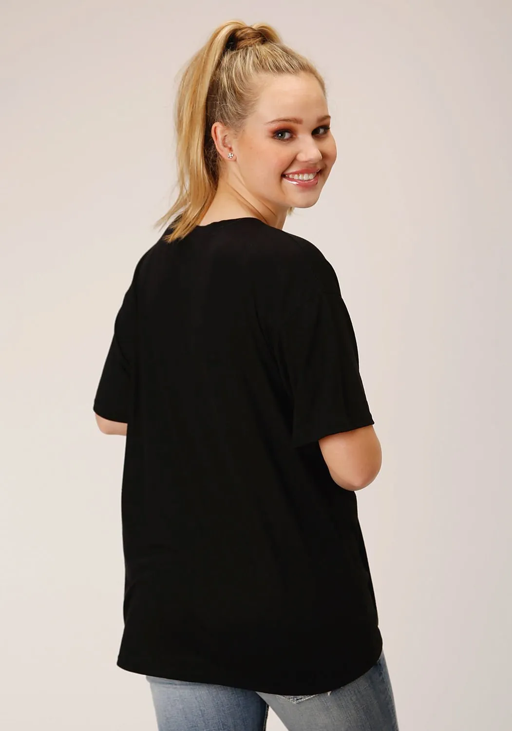 Eco-Friendly Fabric Roper Womens Cactus Moon Black Poly/Rayon S/S T-Shirt