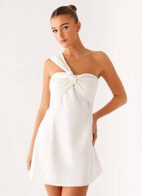 Smooth Fit Kameron Mini Dress - White Front-Pocket Kameron Mini Dress - White