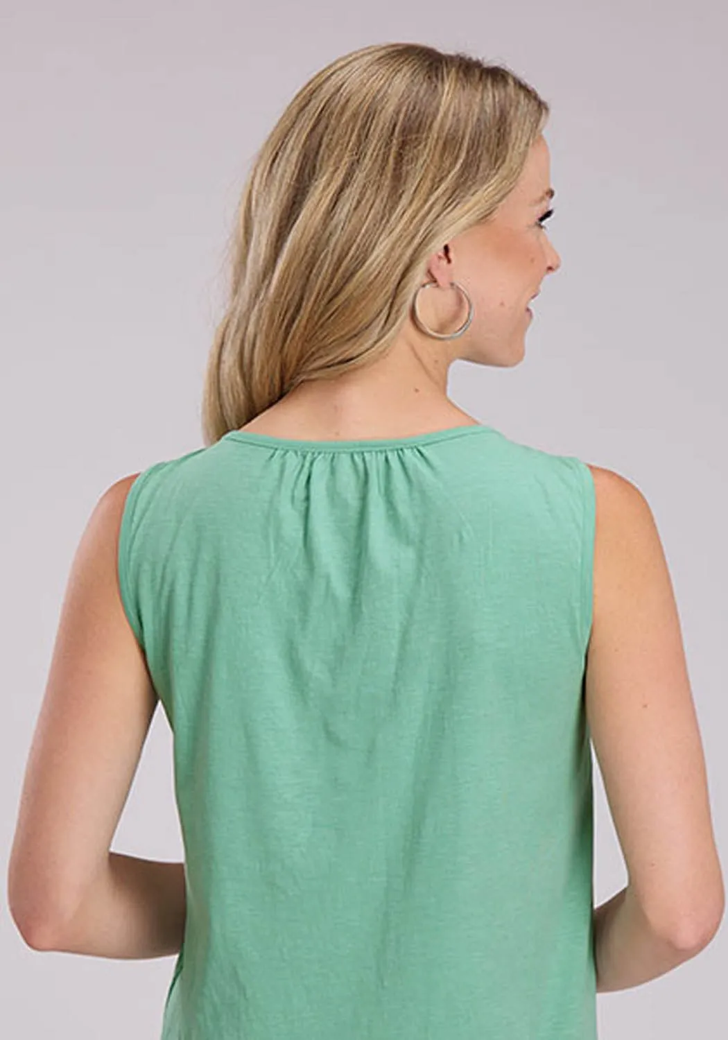 Roper Womens Scoop Neck Floral Seafoam Green 100% Cotton S/L Tunic Spring Collection Versatile Look