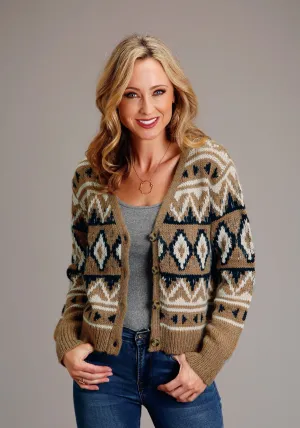 Snag Free Zippers Stetson Womens Gold Aztec Yellow Acrylic Cardigan Sweater Textured Family Style Autumn Days Stetson Womens Gold Aztec Yellow Acrylic Cardigan Sweater