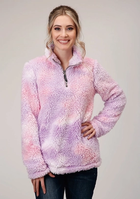 Snag Free Zippers Roper Womens Purple Polyester Polar Fleece Tie Dye Jacket Roper Womens Purple Polyester Polar Fleece Tie Dye Jacket Wardrobe Classic Minimalist Pocket Layout