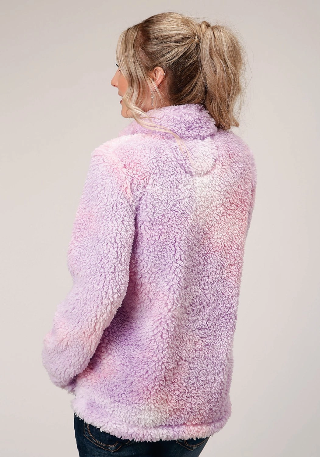 Relaxed Waist Fit Roper Womens Purple Polyester Polar Fleece Tie Dye Jacket