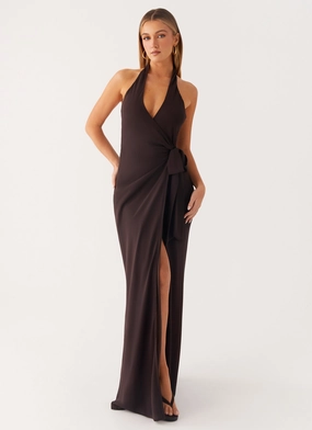 So Chic Maxi Dress - Cool Chocolate Breathable Comfort Wear So Chic Maxi Dress - Cool Chocolate Flexible Fabric Tiered-Skirt