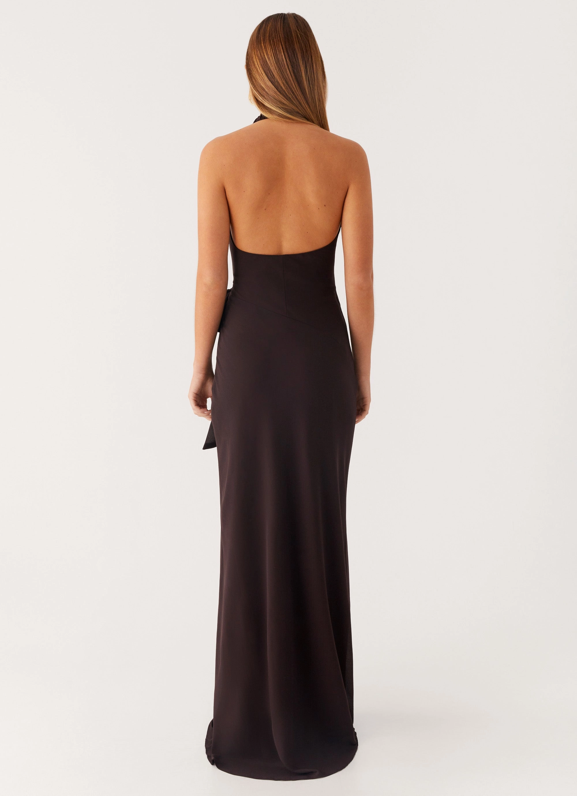 Side-Slit Sleek Tailoring So Chic Maxi Dress - Cool Chocolate