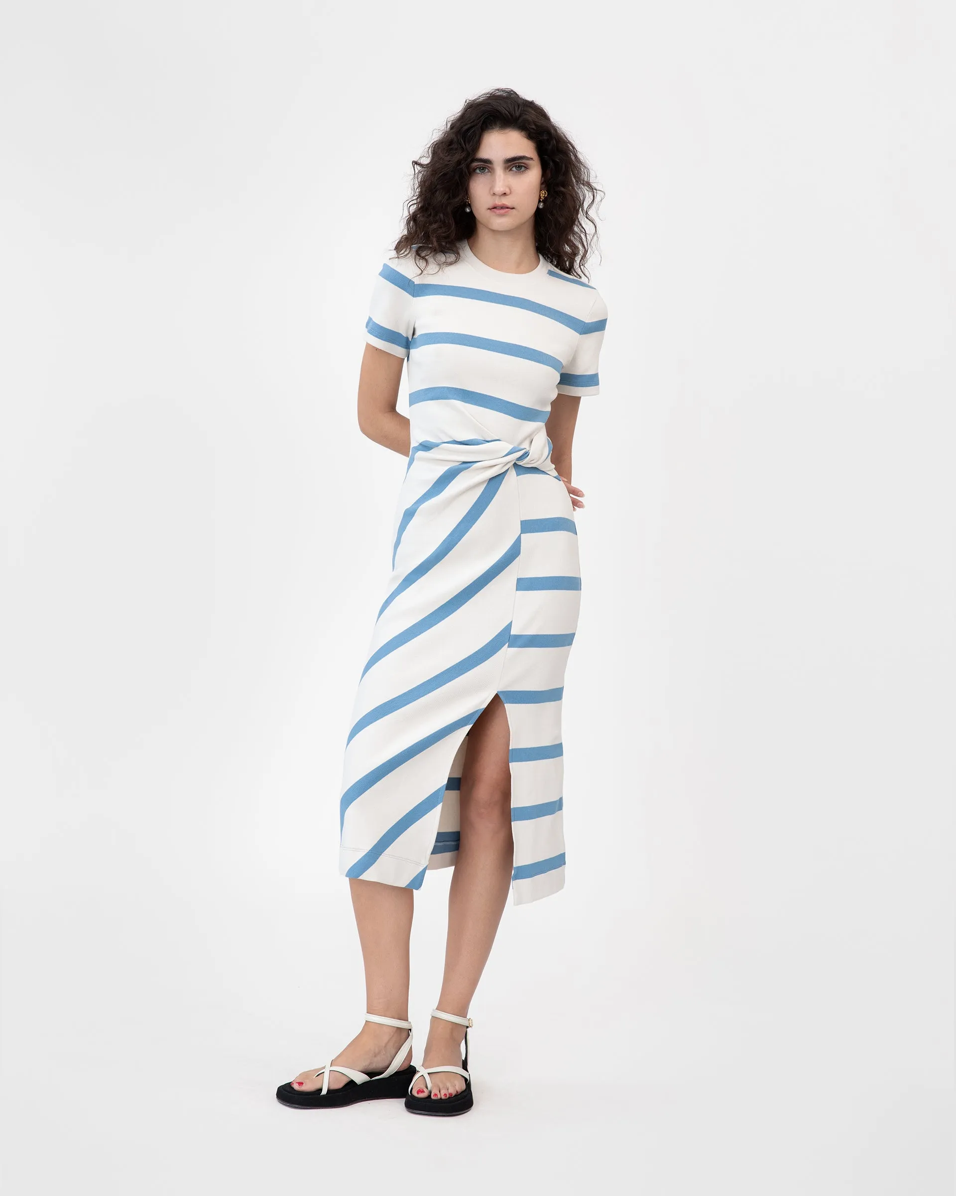DeepPocketStyle Relaxed Fit Look Short Sleeve Striped Cody Dress