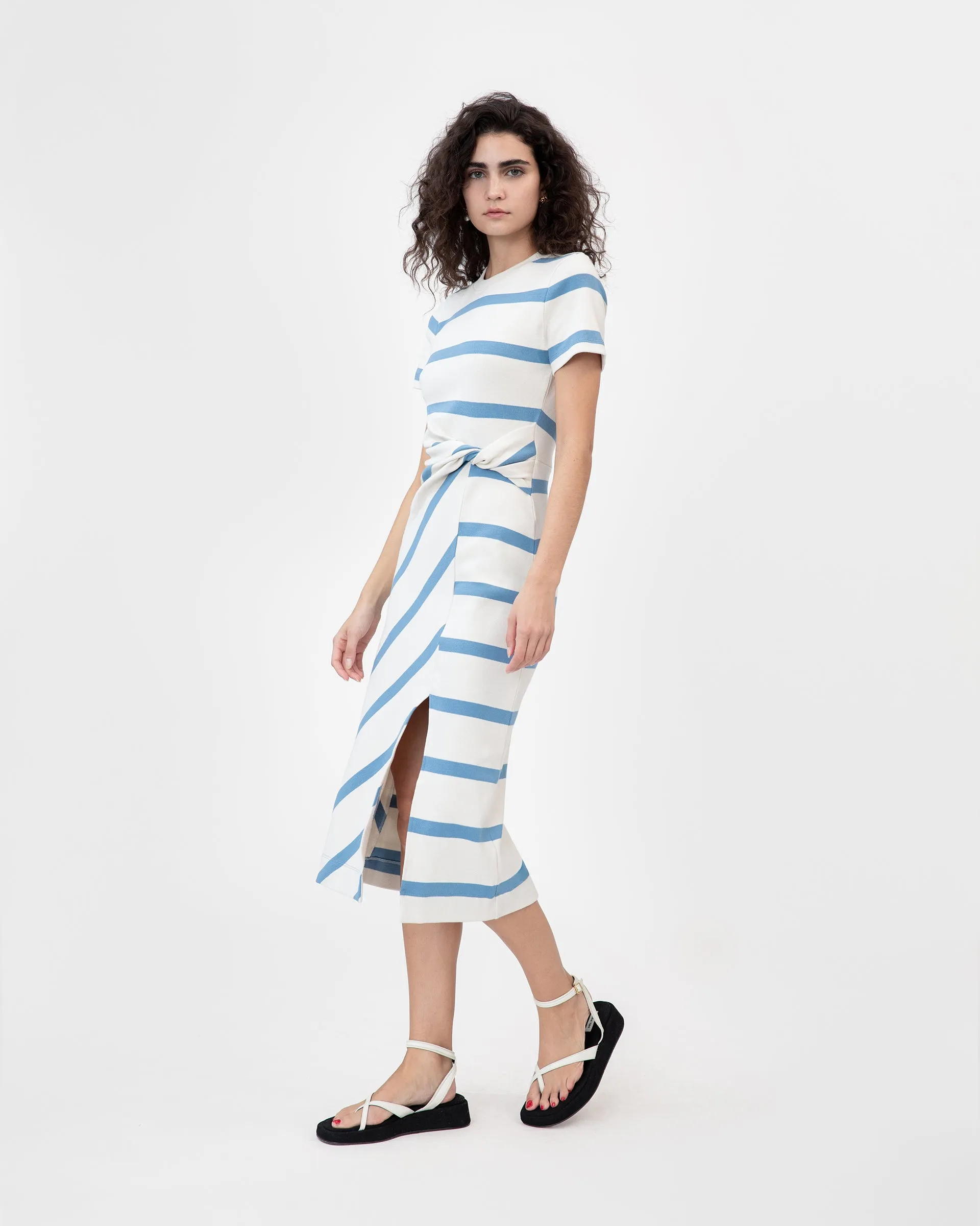 Short Sleeve Striped Cody Dress Floating Shape