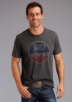 Soft Fabric Stetson Unisex Grey Cotton Blend Dry Goods Circle S/S T-Shirt Unique Design Breathable Lining Stetson Unisex Grey Cotton Blend Dry Goods Circle S/S T-Shirt